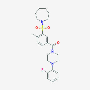 molecular formula C24H30FN3O3S B2903735 (3-(Azepan-1-ylsulfonyl)-4-methylphenyl)(4-(2-fluorophenyl)piperazin-1-yl)methanone CAS No. 690247-77-9