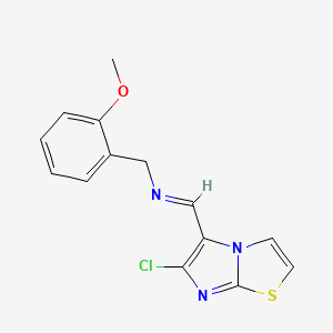 molecular formula C14H12ClN3OS B2903748 N-[(6-chloroimidazo[2,1-b][1,3]thiazol-5-yl)methylene](2-methoxyphenyl)methanamine CAS No. 338396-10-4