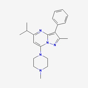 molecular formula C21H27N5 B2903752 5-Isopropyl-2-methyl-7-(4-methylpiperazin-1-yl)-3-phenylpyrazolo[1,5-a]pyrimidine CAS No. 899393-38-5