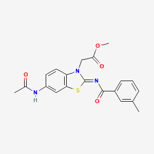 Methyl 2-[6-acetamido-2-(3-methylbenzoyl)imino-1,3-benzothiazol-3-yl]acetate
