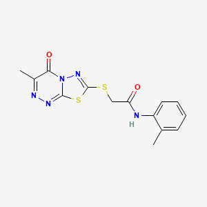 molecular formula C14H13N5O2S2 B2903765 2-[(3-methyl-4-oxo-[1,3,4]thiadiazolo[2,3-c][1,2,4]triazin-7-yl)sulfanyl]-N-(2-methylphenyl)acetamide CAS No. 869073-75-6