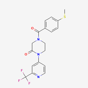 molecular formula C18H16F3N3O2S B2903769 4-(4-Methylsulfanylbenzoyl)-1-[2-(trifluoromethyl)pyridin-4-yl]piperazin-2-one CAS No. 2380067-12-7