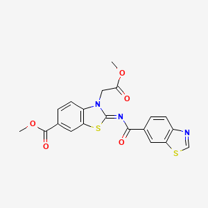 molecular formula C20H15N3O5S2 B2903775 (Z)-methyl 2-((benzo[d]thiazole-6-carbonyl)imino)-3-(2-methoxy-2-oxoethyl)-2,3-dihydrobenzo[d]thiazole-6-carboxylate CAS No. 865197-58-6
