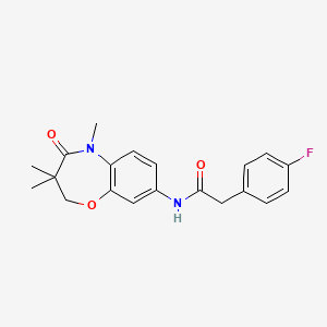 molecular formula C20H21FN2O3 B2903781 2-(4-fluorophenyl)-N-(3,3,5-trimethyl-4-oxo-2,3,4,5-tetrahydrobenzo[b][1,4]oxazepin-8-yl)acetamide CAS No. 921867-74-5