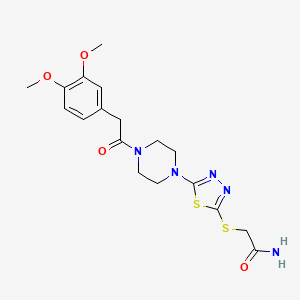 2-((5-(4-(2-(3,4-Dimethoxyphenyl)acetyl)piperazin-1-yl)-1,3,4-thiadiazol-2-yl)thio)acetamide