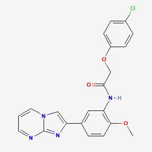 molecular formula C21H17ClN4O3 B2903794 2-(4-chlorophenoxy)-N-(5-imidazo[1,2-a]pyrimidin-2-yl-2-methoxyphenyl)acetamide CAS No. 862810-95-5