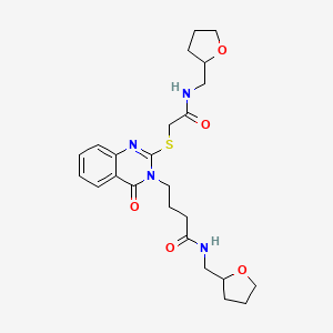 molecular formula C24H32N4O5S B2903798 4-[4-oxo-2-({2-oxo-2-[(tetrahydrofuran-2-ylmethyl)amino]ethyl}thio)quinazolin-3(4H)-yl]-N-(tetrahydrofuran-2-ylmethyl)butanamide CAS No. 422289-20-1