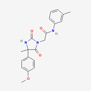 molecular formula C20H21N3O4 B2903799 2-(4-(4-methoxyphenyl)-4-methyl-2,5-dioxoimidazolidin-1-yl)-N-(m-tolyl)acetamide CAS No. 1052561-50-8