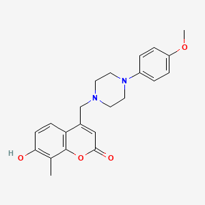 molecular formula C22H24N2O4 B2903803 7-Hydroxy-4-[[4-(4-methoxyphenyl)piperazin-1-yl]methyl]-8-methylchromen-2-one CAS No. 849553-46-4