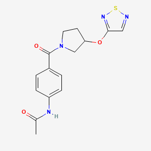 molecular formula C15H16N4O3S B2903804 N-{4-[3-(1,2,5-thiadiazol-3-yloxy)pyrrolidine-1-carbonyl]phenyl}acetamide CAS No. 2097859-03-3