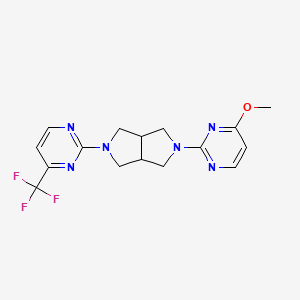 molecular formula C16H17F3N6O B2903812 5-(4-Methoxypyrimidin-2-yl)-2-[4-(trifluoromethyl)pyrimidin-2-yl]-1,3,3a,4,6,6a-hexahydropyrrolo[3,4-c]pyrrole CAS No. 2415502-87-1