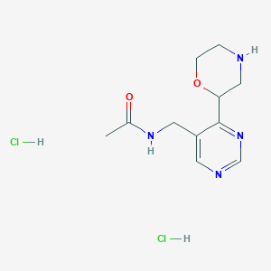 molecular formula C11H18Cl2N4O2 B2903819 N-[(4-Morpholin-2-ylpyrimidin-5-yl)methyl]acetamide dihydrochloride CAS No. 1442095-22-8