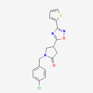 molecular formula C17H14ClN3O2S B2903821 1-(4-Chlorobenzyl)-4-(3-(thiophen-2-yl)-1,2,4-oxadiazol-5-yl)pyrrolidin-2-one CAS No. 1105244-01-6