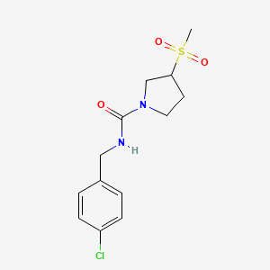 molecular formula C13H17ClN2O3S B2903832 N-(4-chlorobenzyl)-3-(methylsulfonyl)pyrrolidine-1-carboxamide CAS No. 1797611-38-1