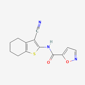 molecular formula C13H11N3O2S B2903835 N-(3-cyano-4,5,6,7-tetrahydrobenzo[b]thiophen-2-yl)isoxazole-5-carboxamide CAS No. 941993-72-2