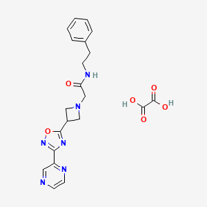 molecular formula C21H22N6O6 B2903847 N-phenethyl-2-(3-(3-(pyrazin-2-yl)-1,2,4-oxadiazol-5-yl)azetidin-1-yl)acetamide oxalate CAS No. 1396887-99-2