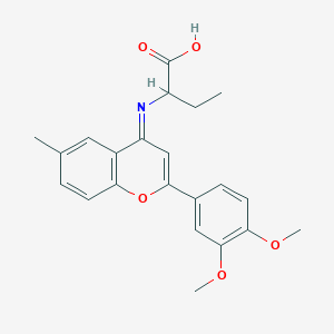 2-{[2-(3,4-dimethoxyphenyl)-6-methyl-4H-chromen-4-ylidene]amino}butanoic acid