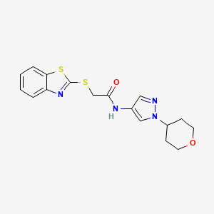 2-(benzo[d]thiazol-2-ylthio)-N-(1-(tetrahydro-2H-pyran-4-yl)-1H-pyrazol-4-yl)acetamide