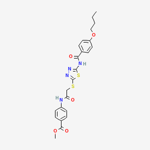 Methyl 4-(2-((5-(4-butoxybenzamido)-1,3,4-thiadiazol-2-yl)thio)acetamido)benzoate