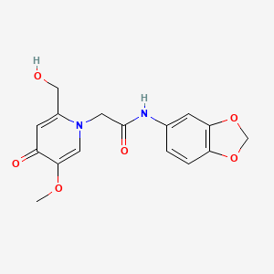 molecular formula C16H16N2O6 B2903875 N-(1,3-benzodioxol-5-yl)-2-[2-(hydroxymethyl)-5-methoxy-4-oxopyridin-1(4H)-yl]acetamide CAS No. 941885-37-6