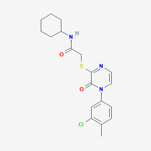 molecular formula C19H22ClN3O2S B2903877 2-[4-(3-chloro-4-methylphenyl)-3-oxopyrazin-2-yl]sulfanyl-N-cyclohexylacetamide CAS No. 899944-30-0