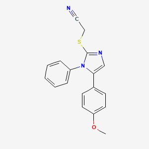 molecular formula C18H15N3OS B2903879 2-((5-(4-methoxyphenyl)-1-phenyl-1H-imidazol-2-yl)thio)acetonitrile CAS No. 1207040-19-4