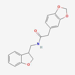 molecular formula C18H17NO4 B2903882 2-(2H-1,3-benzodioxol-5-yl)-N-[(2,3-dihydro-1-benzofuran-3-yl)methyl]acetamide CAS No. 2097928-30-6