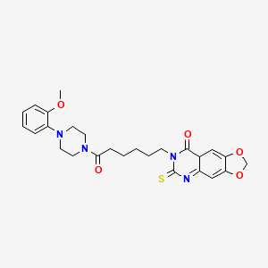 7-{6-[4-(2-methoxyphenyl)piperazin-1-yl]-6-oxohexyl}-6-sulfanylidene-2H,5H,6H,7H,8H-[1,3]dioxolo[4,5-g]quinazolin-8-one