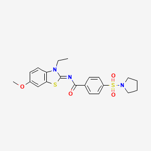 molecular formula C21H23N3O4S2 B2903884 (Z)-N-(3-ethyl-6-methoxybenzo[d]thiazol-2(3H)-ylidene)-4-(pyrrolidin-1-ylsulfonyl)benzamide CAS No. 850909-65-8