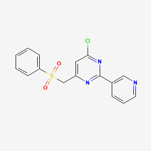 molecular formula C16H12ClN3O2S B2903888 4-Chloro-6-[(phenylsulfonyl)methyl]-2-(3-pyridinyl)pyrimidine CAS No. 303147-31-1