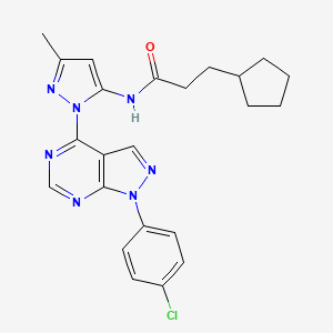molecular formula C23H24ClN7O B2903894 N-(1-(1-(4-chlorophenyl)-1H-pyrazolo[3,4-d]pyrimidin-4-yl)-3-methyl-1H-pyrazol-5-yl)-3-cyclopentylpropanamide CAS No. 1007084-62-9