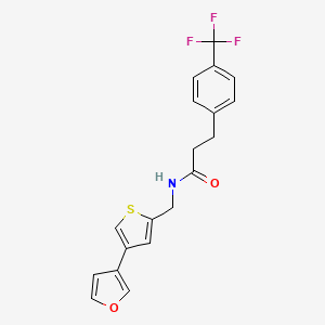 molecular formula C19H16F3NO2S B2903898 N-{[4-(furan-3-yl)thiophen-2-yl]methyl}-3-[4-(trifluoromethyl)phenyl]propanamide CAS No. 2379951-30-9