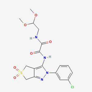 molecular formula C17H19ClN4O6S B2903911 N1-(2-(3-chlorophenyl)-5,5-dioxido-4,6-dihydro-2H-thieno[3,4-c]pyrazol-3-yl)-N2-(2,2-dimethoxyethyl)oxalamide CAS No. 899750-81-3