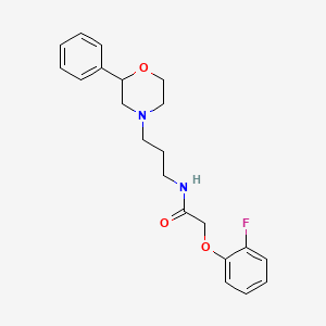 molecular formula C21H25FN2O3 B2903918 2-(2-fluorophenoxy)-N-(3-(2-phenylmorpholino)propyl)acetamide CAS No. 953915-79-2