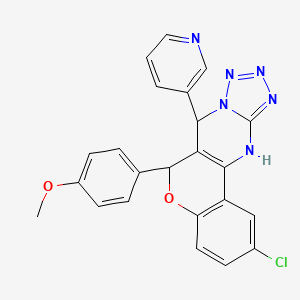 molecular formula C23H17ClN6O2 B2903935 2-chloro-6-(4-methoxyphenyl)-7-(pyridin-3-yl)-7,12-dihydro-6H-chromeno[4,3-d]tetrazolo[1,5-a]pyrimidine CAS No. 923202-90-8