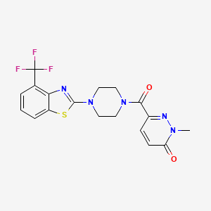 molecular formula C18H16F3N5O2S B2903949 2-methyl-6-(4-(4-(trifluoromethyl)benzo[d]thiazol-2-yl)piperazine-1-carbonyl)pyridazin-3(2H)-one CAS No. 1396711-48-0