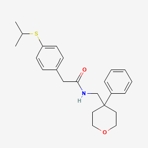 molecular formula C23H29NO2S B2903968 2-(4-(isopropylthio)phenyl)-N-((4-phenyltetrahydro-2H-pyran-4-yl)methyl)acetamide CAS No. 1209908-85-9