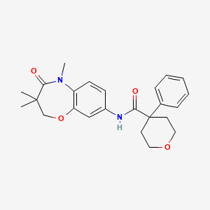 molecular formula C24H28N2O4 B2903985 4-phenyl-N-(3,3,5-trimethyl-4-oxo-2,3,4,5-tetrahydrobenzo[b][1,4]oxazepin-8-yl)tetrahydro-2H-pyran-4-carboxamide CAS No. 1207004-07-6