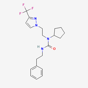 molecular formula C20H25F3N4O B2903998 1-cyclopentyl-3-phenethyl-1-(2-(3-(trifluoromethyl)-1H-pyrazol-1-yl)ethyl)urea CAS No. 2034555-25-2