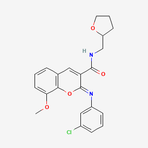 (2Z)-2-[(3-chlorophenyl)imino]-8-methoxy-N-(tetrahydrofuran-2-ylmethyl)-2H-chromene-3-carboxamide