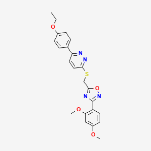 molecular formula C23H22N4O4S B2904002 3-(2,4-Dimethoxyphenyl)-5-(((6-(4-ethoxyphenyl)pyridazin-3-yl)thio)methyl)-1,2,4-oxadiazole CAS No. 1111260-46-8