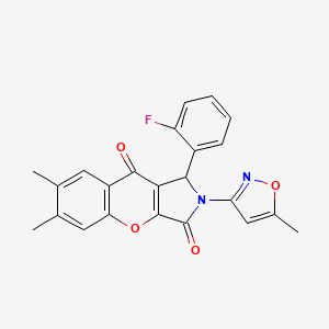 molecular formula C23H17FN2O4 B2904005 1-(2-Fluorophenyl)-6,7-dimethyl-2-(5-methyl-3-isoxazolyl)-1,2-dihydrochromeno[2,3-c]pyrrole-3,9-dione CAS No. 874396-27-7