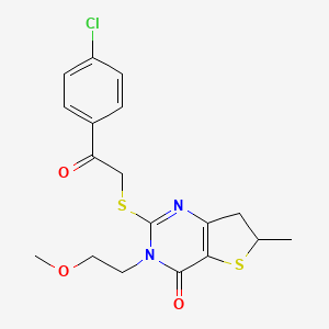 2-[2-(4-Chlorophenyl)-2-oxoethyl]sulfanyl-3-(2-methoxyethyl)-6-methyl-6,7-dihydrothieno[3,2-d]pyrimidin-4-one