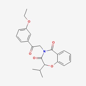 molecular formula C22H23NO5 B2904010 4-(2-(3-ethoxyphenyl)-2-oxoethyl)-2-isopropylbenzo[f][1,4]oxazepine-3,5(2H,4H)-dione CAS No. 903204-13-7