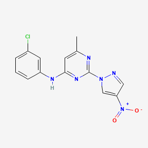 molecular formula C14H11ClN6O2 B2904012 N-(3-chlorophenyl)-6-methyl-2-(4-nitropyrazol-1-yl)pyrimidin-4-amine CAS No. 1001607-57-3