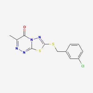 molecular formula C12H9ClN4OS2 B2904013 7-[(3-Chlorophenyl)methylthio]-3-methyl-[1,3,4]thiadiazolo[2,3-c][1,2,4]triazin-4-one CAS No. 869074-80-6