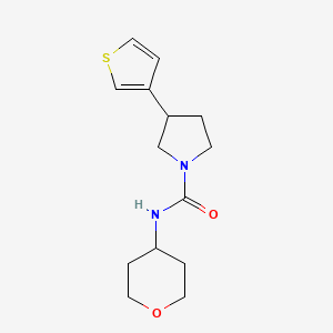 molecular formula C14H20N2O2S B2904017 N-(tetrahydro-2H-pyran-4-yl)-3-(thiophen-3-yl)pyrrolidine-1-carboxamide CAS No. 2178772-33-1