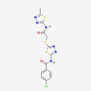 4-chloro-N-[5-[2-[(5-methyl-1,3,4-thiadiazol-2-yl)amino]-2-oxoethyl]sulfanyl-1,3,4-thiadiazol-2-yl]benzamide