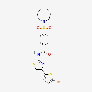 molecular formula C20H20BrN3O3S3 B2904034 4-(azepan-1-ylsulfonyl)-N-(4-(5-bromothiophen-2-yl)thiazol-2-yl)benzamide CAS No. 325741-78-4