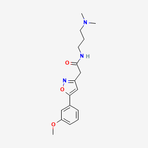 molecular formula C17H23N3O3 B2904046 N-(3-(dimethylamino)propyl)-2-(5-(3-methoxyphenyl)isoxazol-3-yl)acetamide CAS No. 953138-02-8